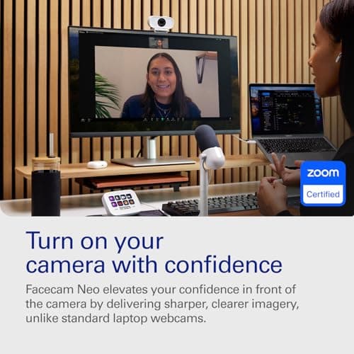 Elgato Facecam Neo — Plug-’n-Play Webcam, 1080p60 Full HD, USB Connect on Laptop & Desktop – For Streaming, Teams/Zoom/Slack, TikTok/Instagram/FaceTime – PC and Mac Friendly. 2
