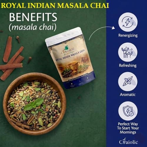 CHAIOLIC Royal Indian Masala Chai patti Trial Pack 100g (Pack of 1) | Premium Assam CTC tea, cardamom, tulsi, cloves, black pepper, ginger (adrak) and licorice. with 100% Natural Spices, Masala Tea Fo 2