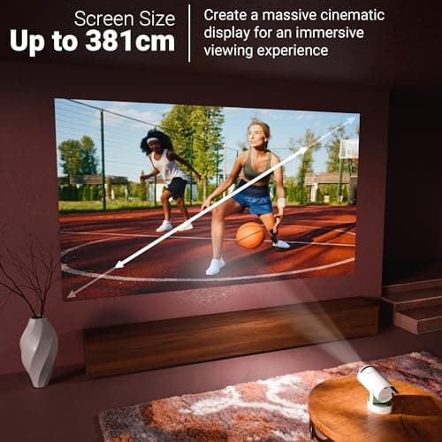 Zebronics Rechargeable Smart Projector, 4K Support, Built-in Battery Upto 3hr, 4000 Lumens, 381cm Screen, Dual Band Wi-Fi, 720p Playback, Bt v5.4, App Support, Built-in Speaker (Pixa Play 76B) 3