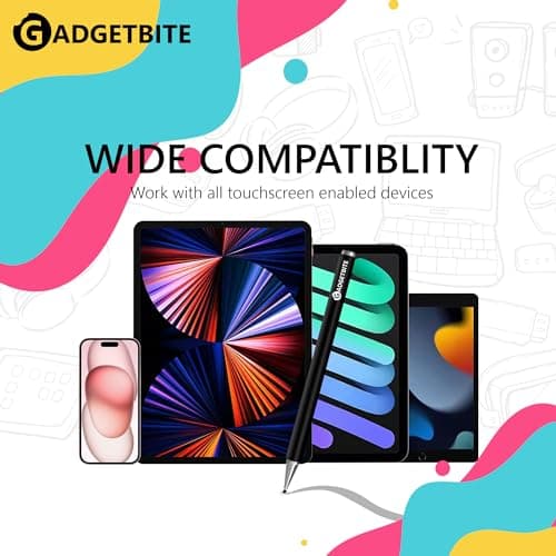 Stylus Pen for Android Tablet & iOS All Touchscreen Devices Capacitive Universal Smart Pen Pencil with Fine Point Disc Tip Lightweight Metal Body and Magnetic Cover for Mobile Phone iPad Tab - Black 5