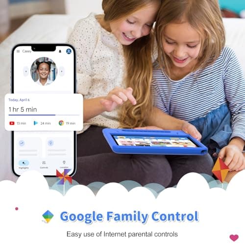 CFVOCUY 2025 Kids Tablet, 10.1" Children's Tablet with Case, Quad-Core, 2+32GB Storage (1TB Expand), Pre-Installed Educational Apps and Parental Control, WiFi, for Ages 4-14, Eye Protection Mode 5