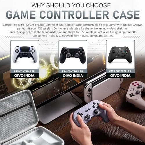 OIVO INDIA Hard Carry Case Compatible with PlayStation DualSense, PS4 & Xbox Controllers – Water-Resistant Travel Cover for 2 Controllers 5