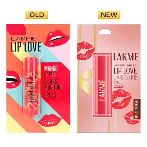 Lakme Lip Love Care Stick Mango, with 10% Vitamin E Complex, nourished with Shea & Cocoa Butter and enriched with Almond & Jojoba Oil for 24hr moisturization in just 1 swipe, with SPF 15, 4.5g 2