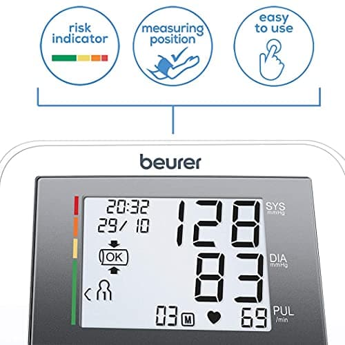 Beurer BM 27 Upper Arm Blood Pressure Monitor With Cuff Position Control And The Automatic Incorrect Usage Message With German Technology, White 3