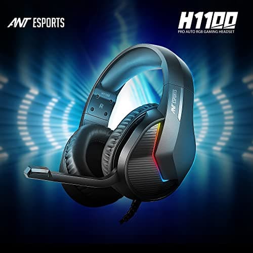 Ant Esports H1100 Pro RGB Wired Over Ear Gaming Headphones with Mic for PC / PS4 / PS5 / Xbox One / Switch1, Carbon Black 4