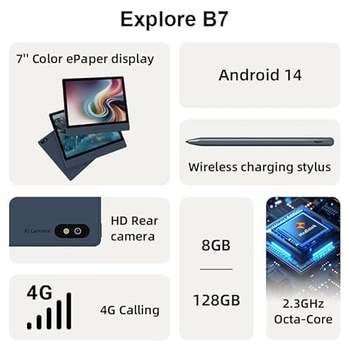 Bigme B7 7 Inch Color ePaper Tablet with 8+128GB Storage and 4G Call Capacity 2