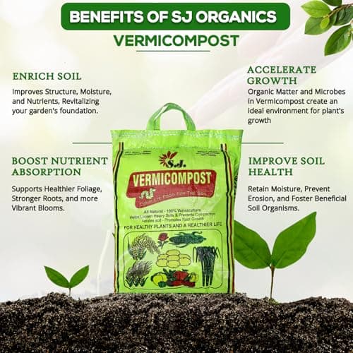 SJ Organics Vermicompost For Plants - 5 Kg | Odorless Fertilizer Powder | Ready to Use Organic Manure | Fertilizers for Plant Home Garden | Enriched Plant Food Fertilisers | Compost for Indoor plants 3