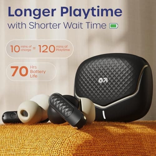 GOBOULT Z40 V2.0 with 70H Playtime, Quad Mic ENC, 45ms Low Latency, 13mm Bass, Legacy Continues, IPX5, BTv 5.4, TWS Truly Wireless in Ear Earbuds (Opal Black) 5
