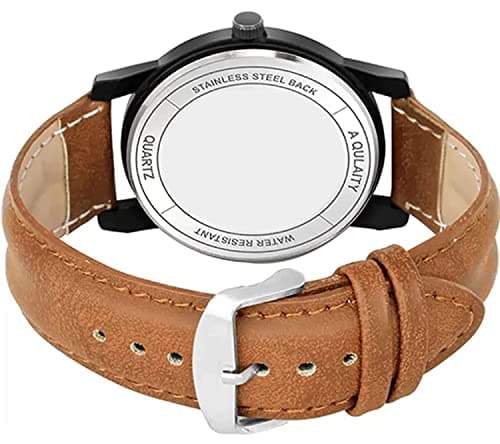 AROA Watch New Watch for Battleground Mobile India - Black and Yellow Black Metal Type Analog Brown Strap Watch Black and Yellow Dial for Men Stylish Watch for Boys 2