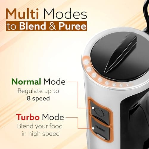 AGARO Regency Hand Blender, 600W, Variable Speed Modes & Speed Regulator, Stainless Steel Body & Blades, For Mixing, Blending. 2