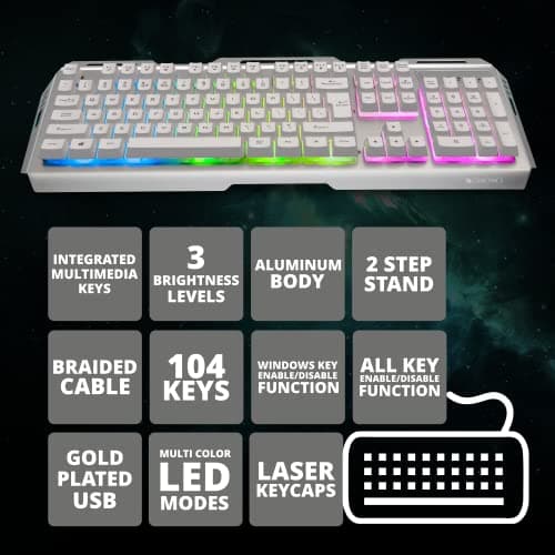 ZEBRONICS Transformer USB Gaming Keyboard & Mouse Combo,Braided Cable,Durable Al Body,Multimedia Keys & Gaming Mouse with 6 Buttons,Multi-Color LED Lights,High-Resolution Sensor with 3200 DPI(White) 6