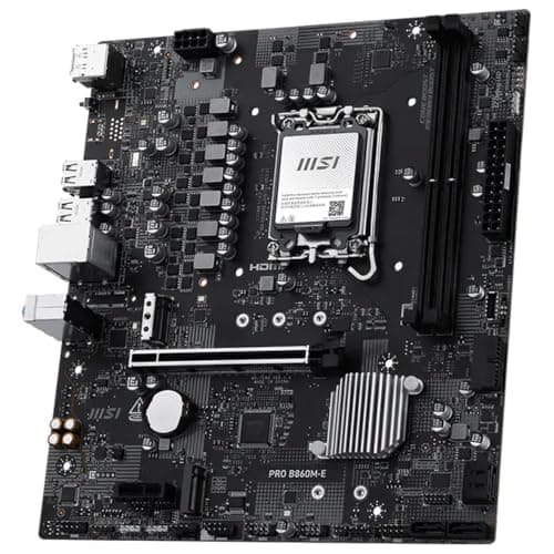MSI PRO B860M-E Motherboard, mATX - Supports Intel Core Ultra Processors (Series 2), LGA 1851 - Direct 6 Phases, DDR5 Memory Boost (up to 9066+ MT/s OC), PCIe 5.0 x16, M.2 Gen5, 5G LAN 3
