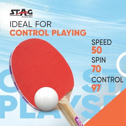 STAG ICONIC 1 Star Table Tennis Playset | 2 Rackets, 3 ABS Balls (White) with Cover | Portable Ping Pong Set for Beginners, Kids & Recreational Players | Home, Outdoor & Training Use 2