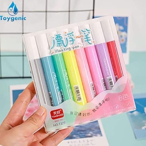 SHINETOY 8 pcs Magical Water Pen, Magical Floating Ink Pen, Erasing Whiteboard Marker, A Watercolor Pen That Can Float in The Water, Painting Pens Kit Set for Kids,Plastic 3