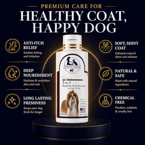 The Pet Mom Organic 5 In 1 Shampoo & Conditioner For Shih Tzu Dog & Puppy | Deep Cleans, Refreshing, Conditions, Anti Itching, Anti Fungal, Bad Odor | Dog Shampoo Conditioner For All Dogs Breed –200ml 2