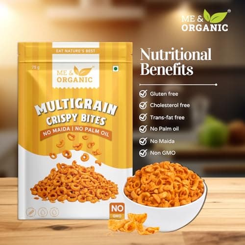 ME&ORGANIC Multigrain Crispy Bites | 75g Pack (Pack of 4) | Healthy Roasted Snack | High Fiber & Protein Rich | Made with Natural Ingredients | No Added Preservatives | Gluten-Free Crunchy Snack 3