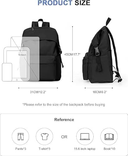 ProArch 29L Backpack | School Bag | 3 Compartments | School & College Backpack for Men and Women | Big Volume Design | Casual Backpack | Daypack | Travel Backpack | (Black) 3