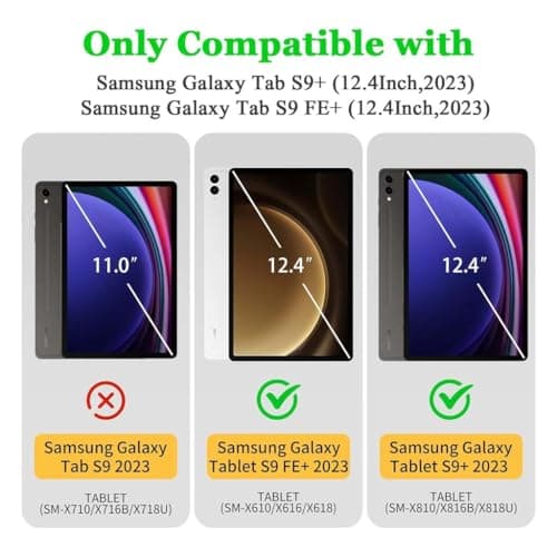 TECPHILE Keyboard Case for Samsung Galaxy Tab S9 Fe Plus/ S9 + 12.4” Folio Cover with Large Trackpad, 7 Color Backlit, S Pen Holder, Magnetically Detachable Wireless Keyboard, Tri-Fold Design 2