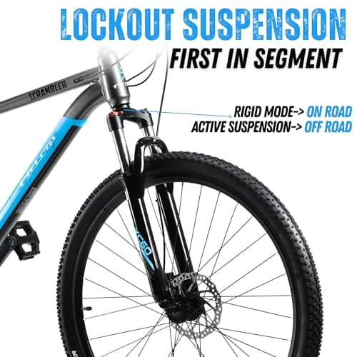 FitTrip Scrambler 27.5T 21 Speed High Performance Mountain Cycles for Men with Front Suspension & Dual Disc Brake | 21 Geared MTB Bike 27.5 T | Ideal for 15+ Years | Fully Fitted (LiquidMetal-Blue) 2