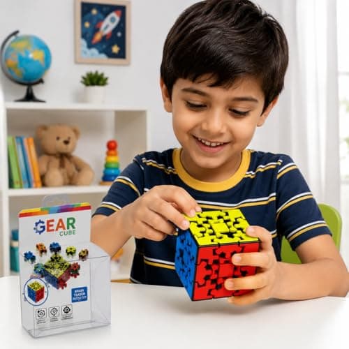 Yong Gear 3x3 Speed Puzzle, Multicolor Mechanical Brain Teaser for Kids & Adults Age 4+ 3