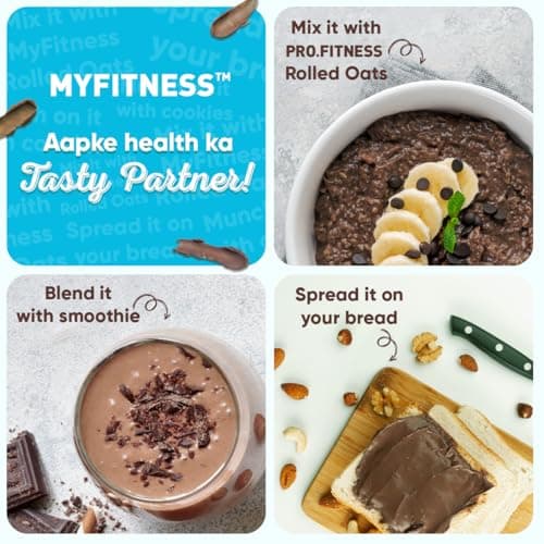 MYFITNESS Peanut Butter Chocolate Spread Crunchy 227g | 23g Protein & 9g Fiber | Healthier Nut Butter Spread for Breakfast, Snacks & Bread Treats | Cholesterol Free | Zero Trans Fat 5