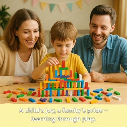 Toy Imagine 120 Pcs Colorful Wooden Building Blocks for Kids – Educational Board Game Domino Set for Boys & Girls – Indoor Fun Games & Party Activities – Toys for Ages 3 to 12 Years (12 Colors) 3