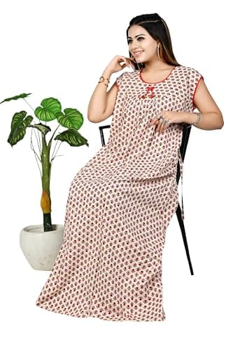 Bejod's Collection Women Sleeveless Pure Cotton Nighty Combo Pack of 2 | Full Length Floral Printed Cotton Nighty Maxi | Soft & Breathable Night Dress for Women Best for Summer 2XL to 4XL 4