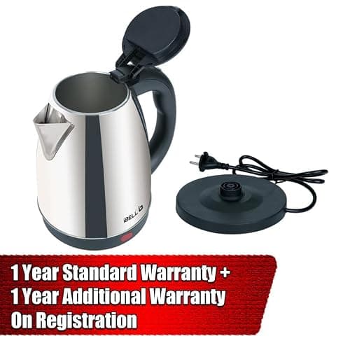 IBELL Electric Kettle 1.8L, 1800W, 2-Year Warranty, Stainless Steel, Auto Shut-Off, Cool-touch Handle, Wide Mouth For Easy Cleaning, Single-Touch Lid Lock, Kettle for Home, Office (Silver) 2