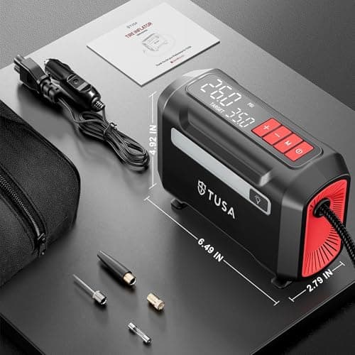 TUSA Drive Go 12V DC Tyre Inflator | Large Dual Digital Display | 3X Faster Inflation Portable Air Compressor| For Car, Bike, Ball & Motorcycle 5