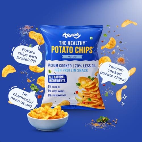 Troovy Healthy Masala Potato Chips | Vacuum Cooked Snacks | 70% Less Oil | No Palm Oil, No Preservatives | Made with Real Ingredients | 40g x 5 3