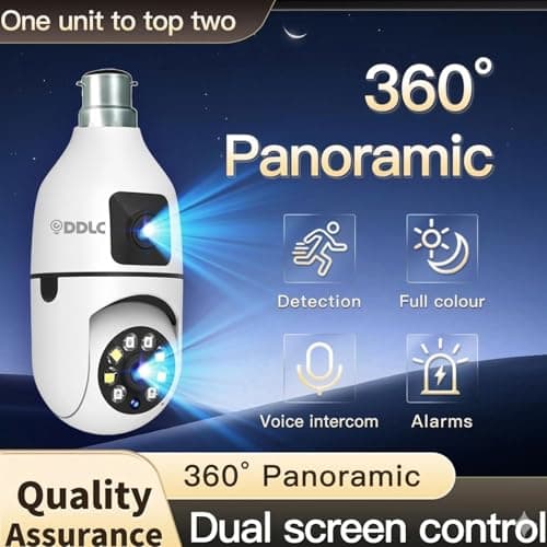 DDLC 4MP/8MP Dual Lens WiFi Bulb Camera | Smart Home Security CCTV Camera | 360° PTZ Rotation | Motion Detection | Color Night Vision | Two-Way Audio | Indoor Camera (Dual Lens Light Bulb) 3