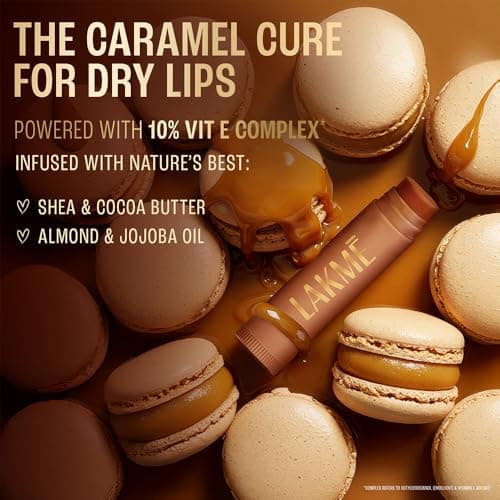 Lakme Lip Love Care Stick Caramel, with 10% Vitamin E Complex, nourished with Shea & Cocoa Butter and enriched with Almond & Jojoba Oil for 24hr moisturization in just 1 swipe, with SPF 15, 4.5g 4