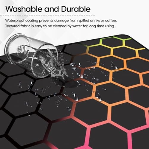 Sounce Large Gaming Desk Mat Hexagonal Design Waterproof Anti-Fray Extended Desk Pad Durable Anti-Skid Rubber Base Mousepad (800mm x 300mm x 3mm) for PC Setup Laptop Accessories Office Essential Multi 4