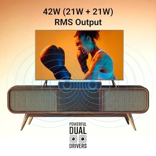 ZEBRONICS 42 Watts Bluetooth Soundbar, 7 Hours Playback, Powerful Dual Drivers, LED Indicator, Built-in Rechargeable Battery, Type C Charging, BTv5.0, mSD, AUX (Juke BAR 1610, Glossy Black) 2