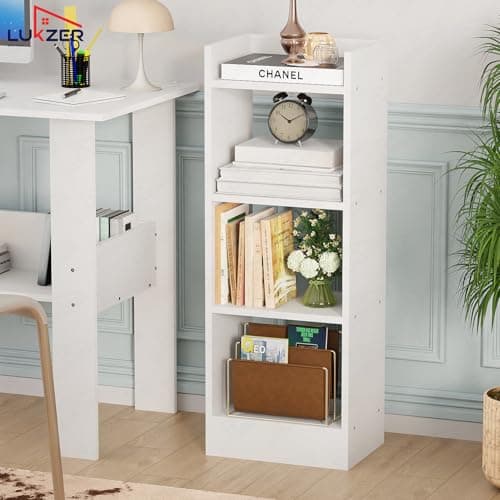 Lukzer 3 Layer Engineered Wood Multipurpose Rack Bookshelf Storage Organizer Stand (MR-010/White/80x33x22cm) - Modern White Bookshelf Storage for Home Organization 4
