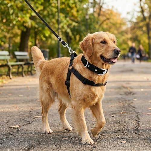 SRI Pet Dog Harness, Collar & Leash Set for Small, Medium & Large Dogs | Adjustable Nylon No-Pull Harness with Strong Rope Leash & Buckle Collar | Comfortable Walking & Training Set (Black) 5