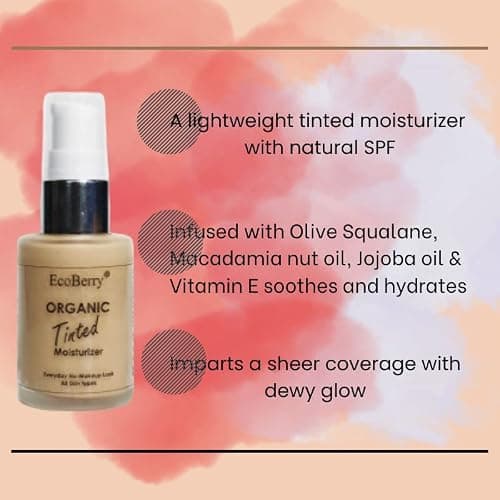 EcoBerry Organic Tinted Moisturizer | Everyday No Makeup Look | Sheer Coverage | Organic | Semi-Matte | Light Weight | Non-Comedogenic | Hypoallergenic | Natural | Handmade | Chemical Free (Light) 3
