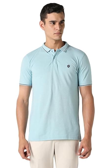 Van Heusen Men's Cotton Solid Regular Fit Collar Polo T-Shirt