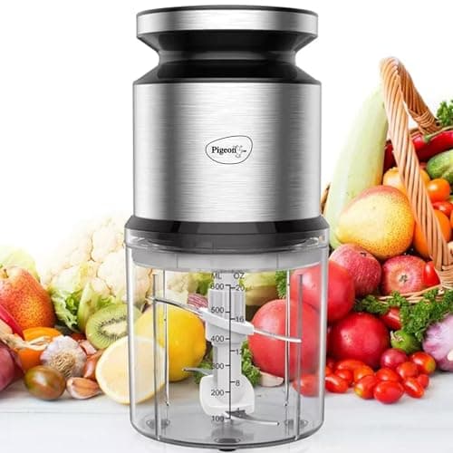 Pigeon Ultra Fast Electric 300 Watts Electric Chopper For Kitchen, Twin Blade Technology, 600 Ml 'Chop-N-Store' Plastic Bowl With Lid, Vegetable Chopper, Cutter, Chop, Mince, Dice, Whisk, Blend, Red 5