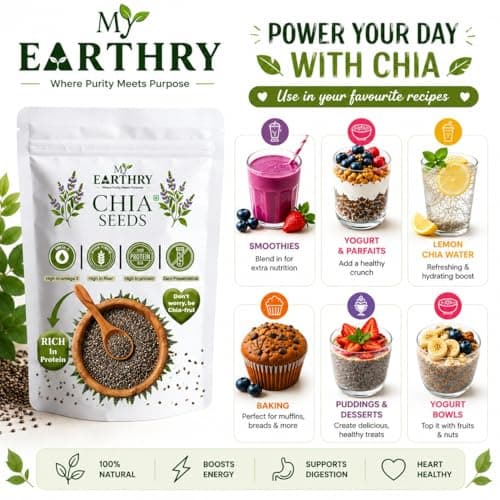 MY EARTHRY Premium Chia Seeds 250g – High in Omega-3 & Antioxidants | Supports Weight Management | High in Protein, Calcium & Fibre | Superfood for your Health | Good for Hair and Skin 3