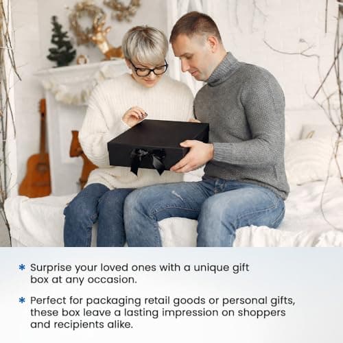 Gift N Greet Party Gift Box with Satin Ribbon | Multipurpose Gift Hampers | Luxury Rigid Folding Box for Birthday, Anniversary, Wedding, Valentine, Corporate & Personal Gifting | Large Size, Black 5