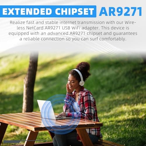 USB WiFi Adapter Wireless Network Dongle with AR9271 Chip 150Mbps 2.4GHz for Desktop PC Laptop Windows 10 8 7 XP and Linux System Plug and Play Setup 4