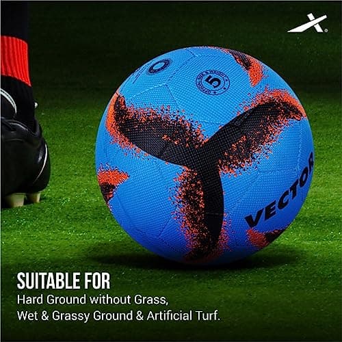 Vector X Neo 2.0 Synthetic Rubber Moulded Indoor/Outdoor Football with Butyl Bladder, Sky-Black, Size 5, Suitable for Match and Training for Adults 15+ Years 4