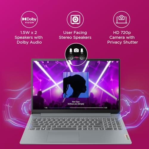 Lenovo Ideapad Slim 3 AMD Ryzen 5 7520U 15.6" (39.6cm) FHD Thin and Light Laptop (16GB/512GB SSD/Windows 11/Microsoft 365 Basic + Office Home 2024/Backlit Keyboard/Grey/1.6Kg), 82XQ00XDIN 5