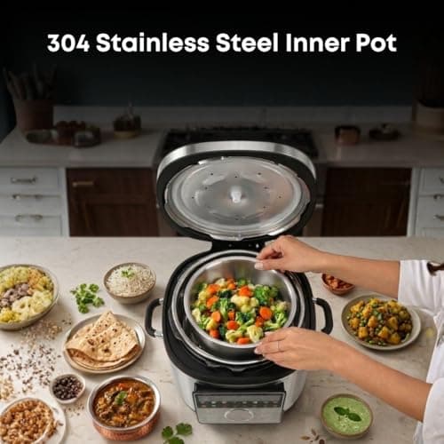 Libra 6L Electric Pressure Cooker, 19-in-1 Digital Multi Cooker with 304 Stainless Steel Inner Pot, 1000W, 10 Layer Safety, One Touch Pressure Release, Delay Timer & Keep Warm for Rice, Dal, Biryani 3