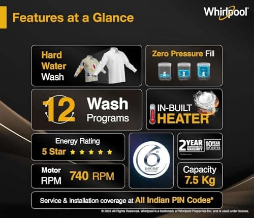 Whirlpool 7.5 Kg 5 Star StainWash Magic Clean PRO Fully Automatic Top Load Washing Machine (MAGIC CLEAN PRO SW 7.5 (H) GREY 10YMW with In-Built Heater) 3