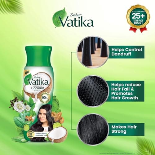 Dabur Vatika Enriched Coconut Hair Oil - 405 ml | For Strong, Thick & Shiny Hair | Good for Scalp Health | Enriched with 10 Herbs 4