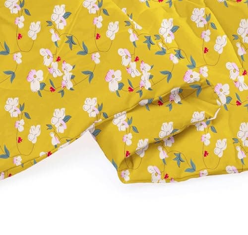 VAS COLLECTIONS 220 GSM Reversible Microfiber AC Comforter/Duvets for Mild Winter | All Season Single Size 3 Layered Quilted Blanket for Single Bed (230 cm x 150 cm, Floral, Yellow) 4