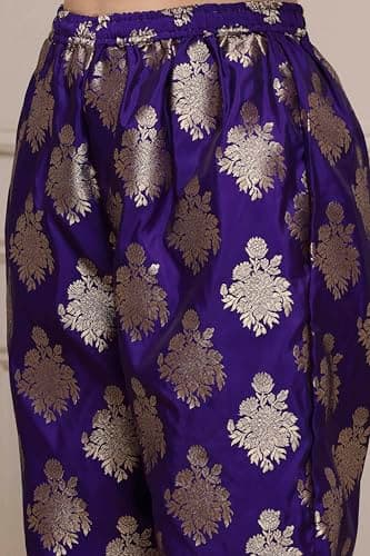 Biba Women Purple Art Silk Straight Kurta Set_42 4