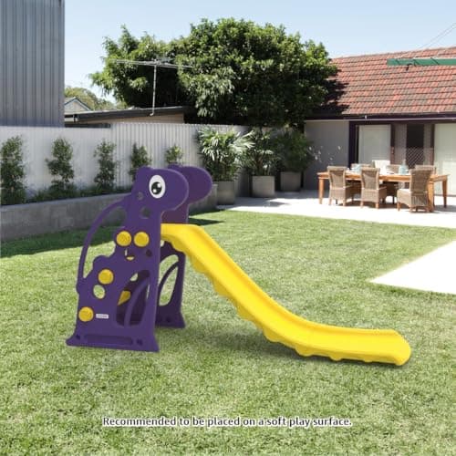 Amazon Brand - Solimo Modern Super Slide for 2-4 Years | Indoor Outdoor Games | Perfect Slide for Home, School & Playground | Easy Assembly | Safe & Fun Activity Toy |131 x 61 x 71cm | Purple &Yellow 4